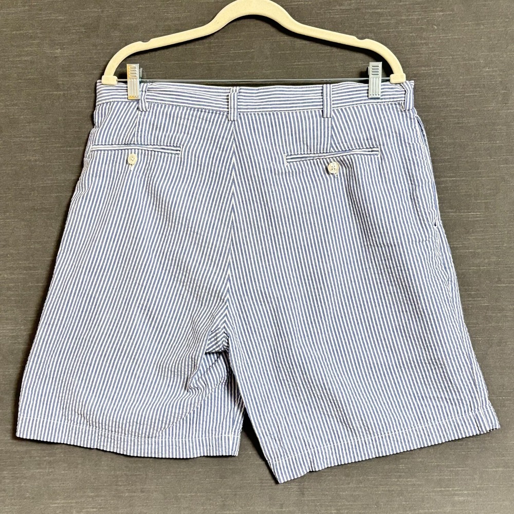 Jos A Bank Seersucker Shorts 36 x 8 Stays Cool Blue White Striped Preppy Casual - Picture 3 of 5